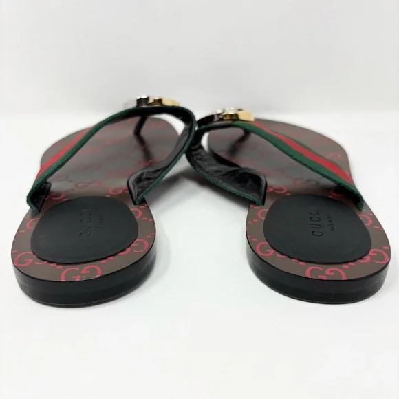 Gucci Kika Web Thong Sandals in Nero Size 37 Size Authentic